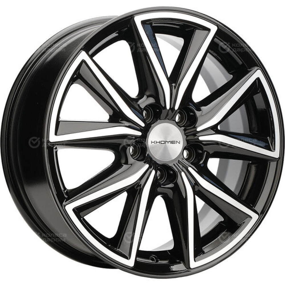 Колесный диск KHOMEN KHW1706 (17_CX-5) 7xR17 5x114.3 ET50 DIA67.1 глянцевый черный с полированной лицевой частью