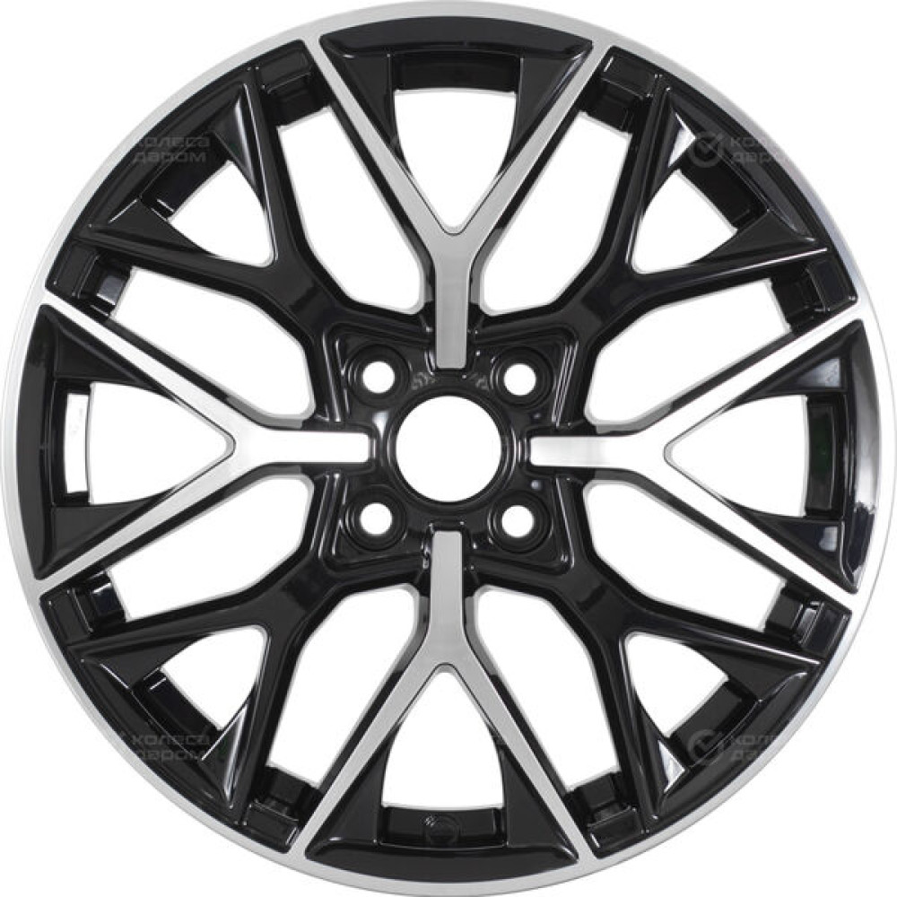 Колесный диск WUP Up101 6xR16 4x100 ET45 DIA54.1 черный глянцевый с полированными элементами лицевой поверхности