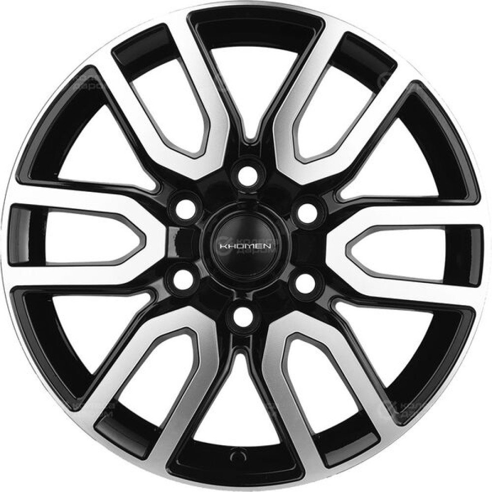Колесный диск KHOMEN KHW1723 (Haval H9) 8xR17 6x139.7 ET42 DIA75.1 глянцевый черный с полированной лицевой частью