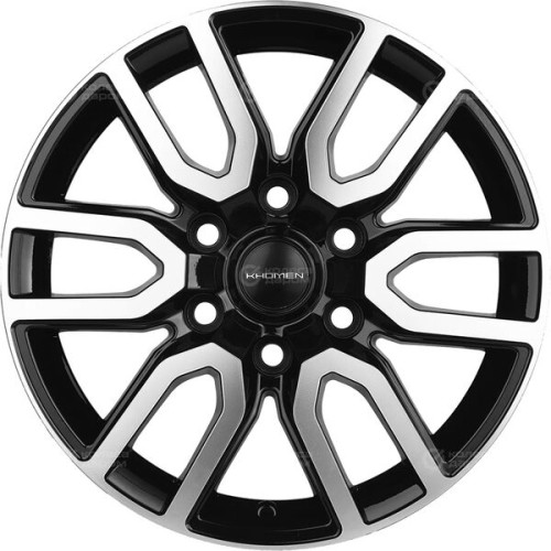 Колесный диск KHOMEN KHW1723 (Haval H9) 8xR17 6x139.7 ET42 DIA75.1 глянцевый черный с полированной лицевой частью
