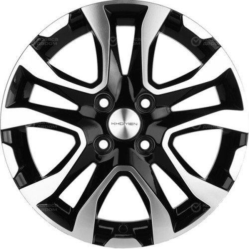 Колесный диск KHOMEN KHW1503 (Vesta) 6xR15 4x100 ET50 DIA60.1 глянцевый черный с полированной лицевой частью