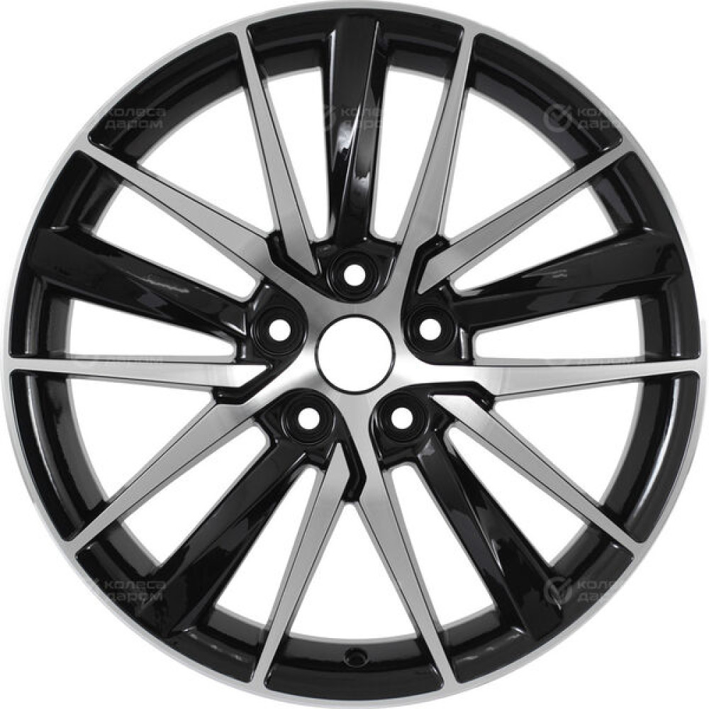 Колесный диск KHOMEN KHW1807 (Chery Tiggo 8/8 Pro) 8xR18 5x108 ET47 DIA60.1 глянцевый черный с полированной лицевой частью