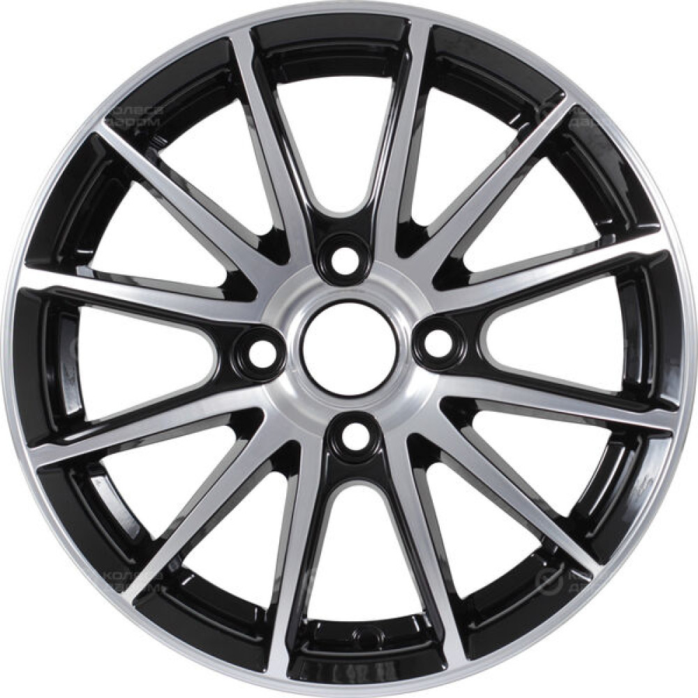 Колесный диск КиК Квант 5.5xR14 4x100 ET38 DIA67.1 черный глянцевый с полированными элементами лицевой поверхности