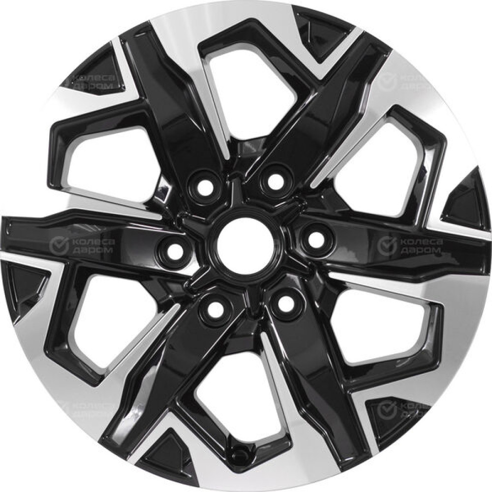 Колесный диск КиК Тейт 7.5xR17 6x139.7 ET30 DIA106.1 черный глянцевый с полированными элементами лицевой поверхности