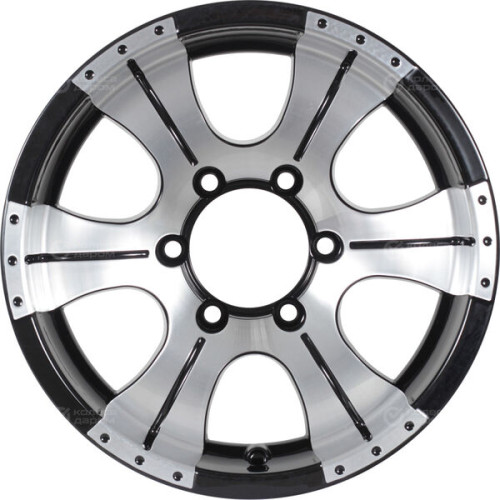 Колесный диск КиК Байконур 7xR15 6x139.7 ET20 DIA110.1 черный глянцевый с полированными элементами лицевой поверхности