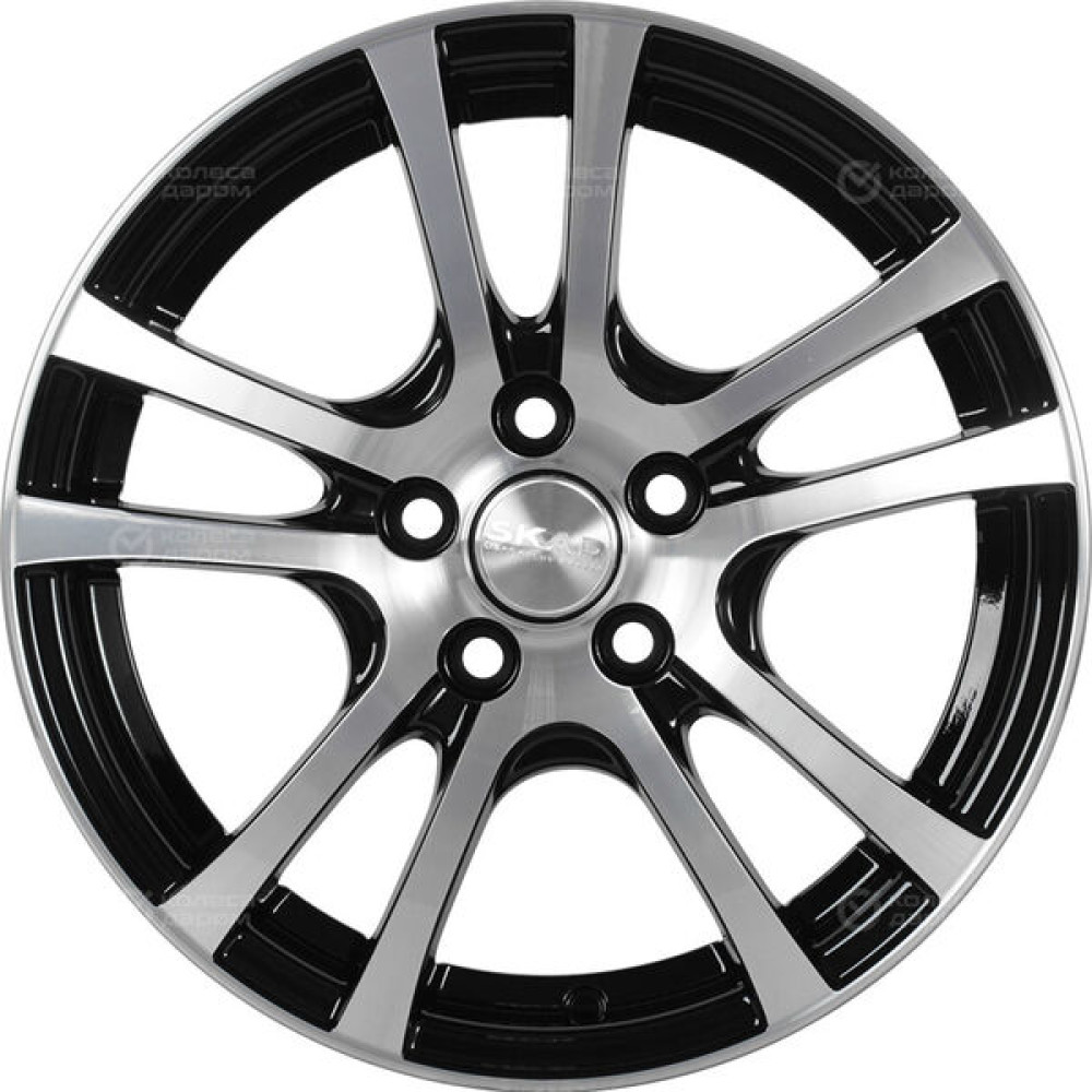 Колесный диск СКАД Дели 6xR15 4x100 ET47 DIA60.1 черный глянцевый с полированной лицевой поверхностью