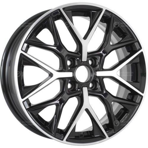 Колесный диск WUP Up101 6xR16 4x100 ET45 DIA60.1 черный глянцевый с полированными элементами лицевой поверхности