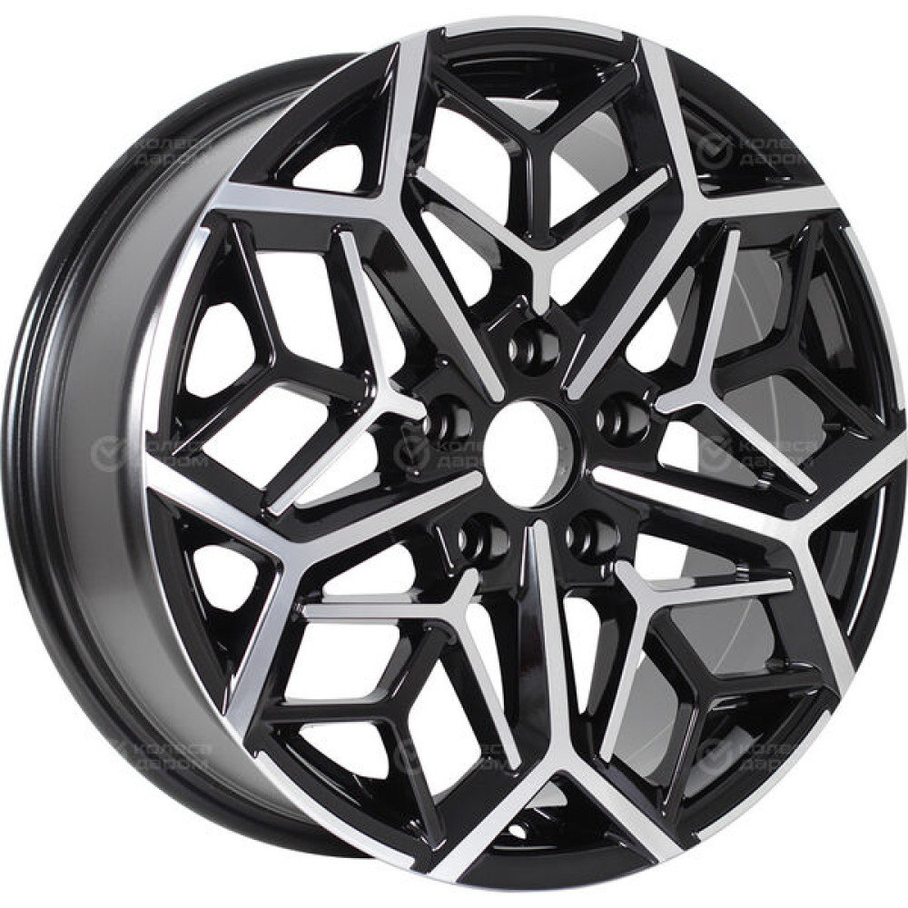 Колесный диск KDW KD1710 7xR17 5x114.3 ET50 DIA66.1 глянцевый черный с полированной лицевой частью