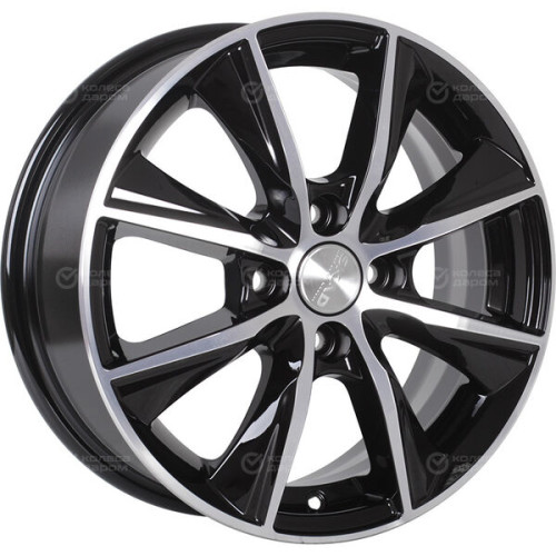 Колесный диск СКАД Порту 6xR15 4x100 ET46 DIA54.1 (уценка) черный глянцевый с полированной лицевой поверхностью