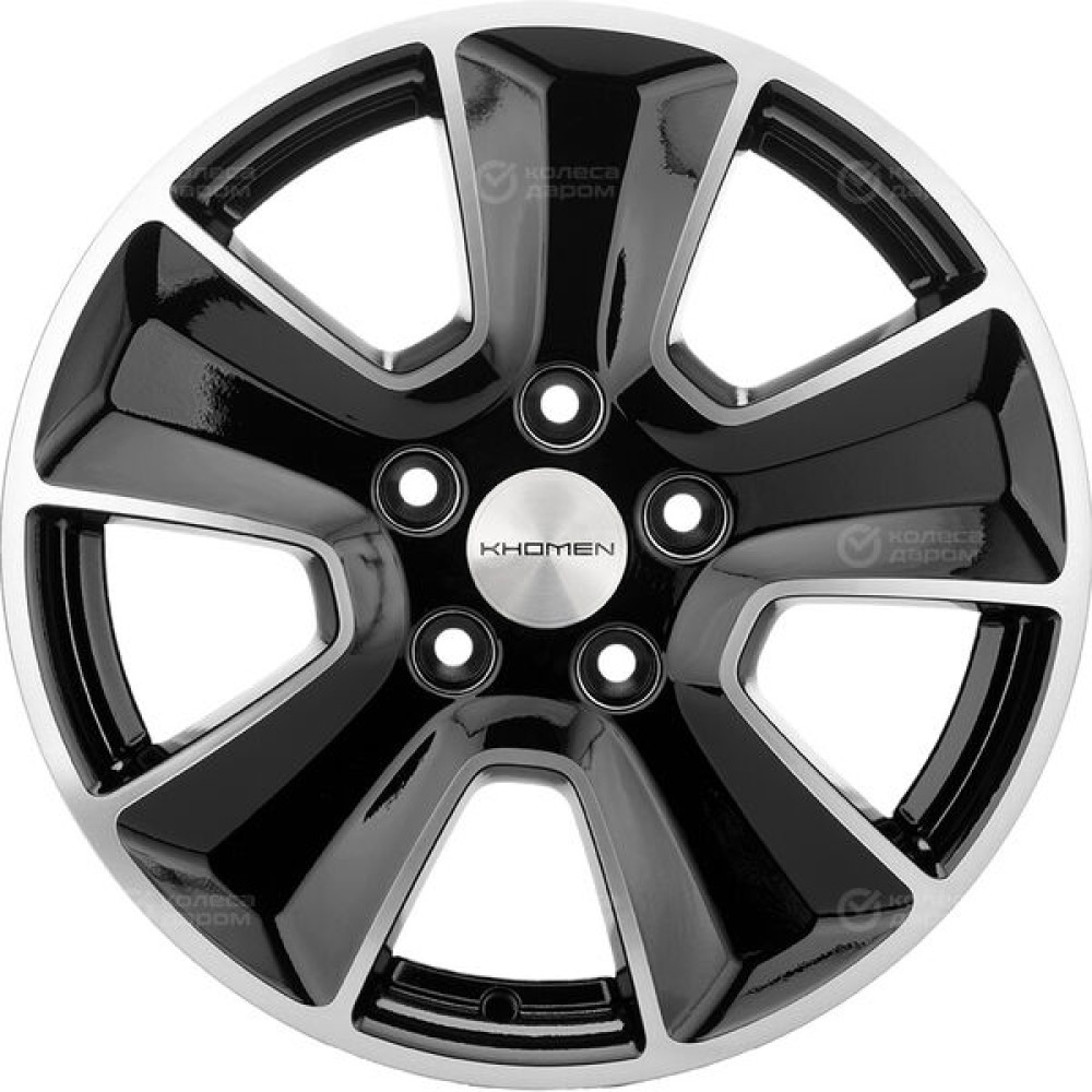 Колесный диск KHOMEN KHW1601 (Mitsubishi) 6.5xR16 5x114.3 ET46 DIA67.1 глянцевый черный с полированной лицевой частью