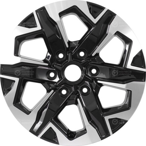 Колесный диск КиК Тейт 7.5xR17 6x139.7 ET25 DIA78.1 черный глянцевый с полированными элементами лицевой поверхности