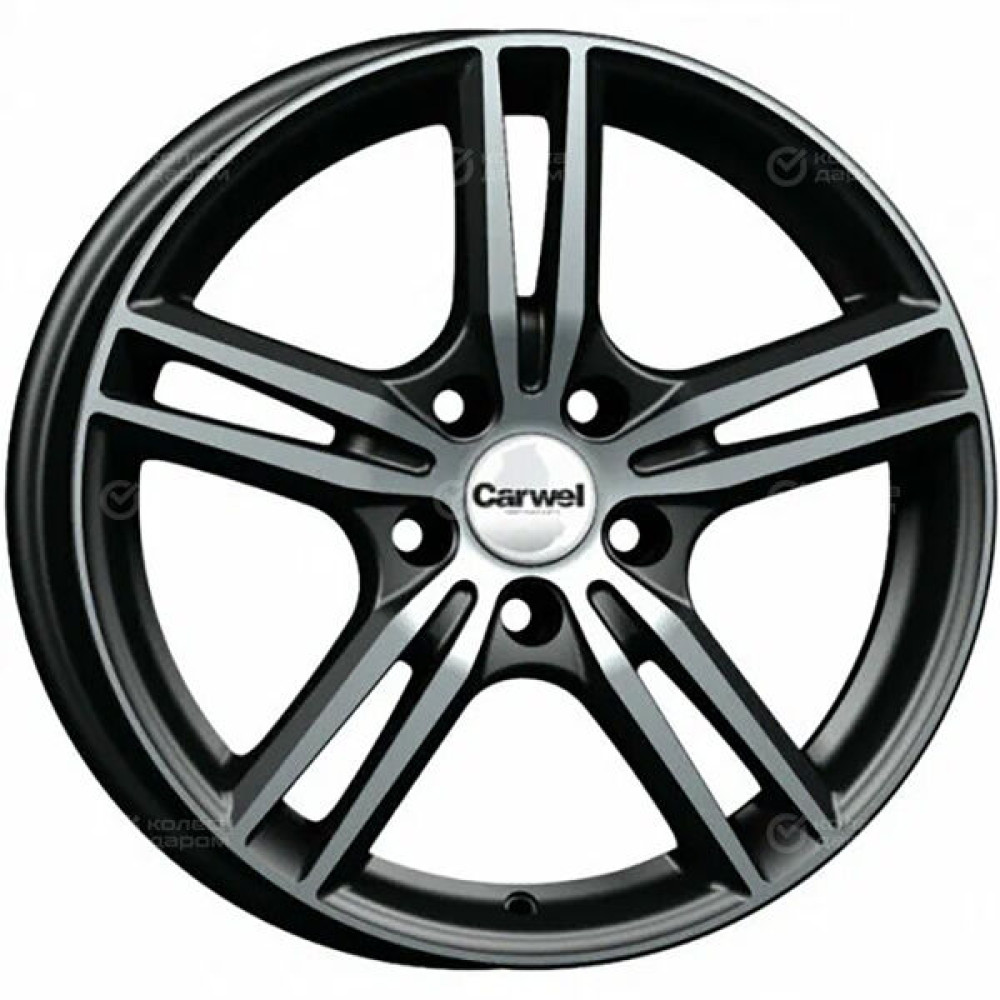 Колесный диск Carwel Баруй 223 6.5xR16 5x114.3 ET45 DIA54.1 чёрный глянцевый с полированной лицевой поверхностью