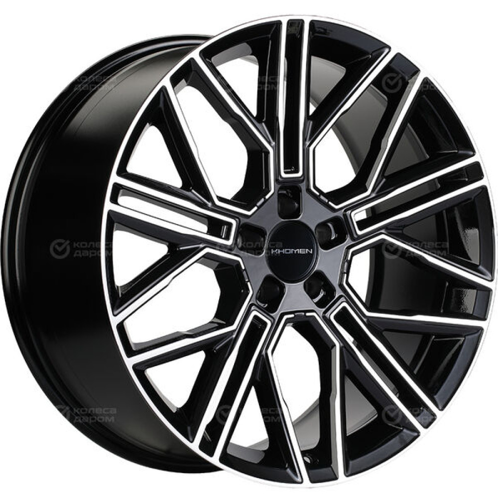 Колесный диск KHOMEN KHW2101 (Front) 9.5xR21 5x112 ET37 DIA66.6 глянцевый черный с полированной лицевой частью