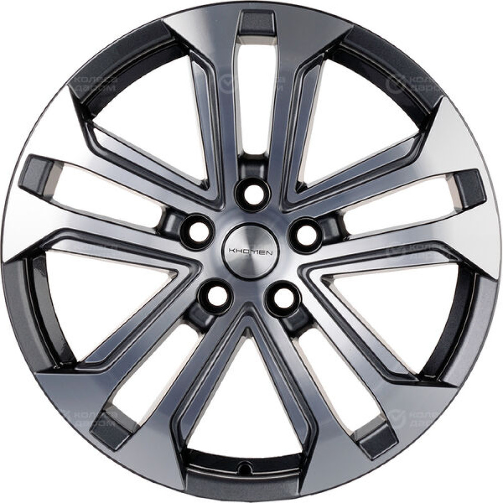 Колесный диск KHOMEN KHW1803 (18_ZV Geely coolray) 7xR18 5x114.3 ET50 DIA54.1 насыщенный темно-серый полностью полированный