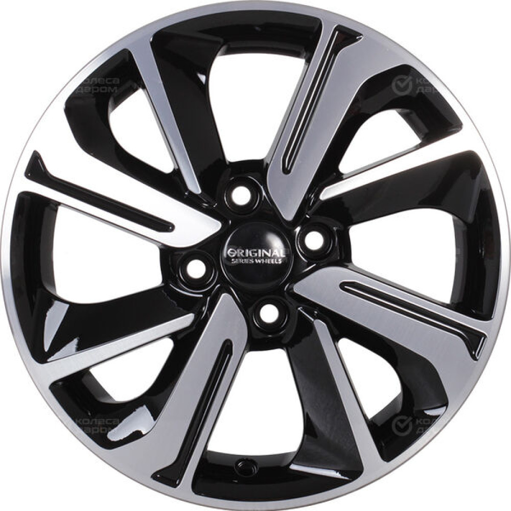 Колесный диск СКАД KL-319 6xR15 4x100 ET46 DIA54.1 черный глянцевый с полированной лицевой поверхностью