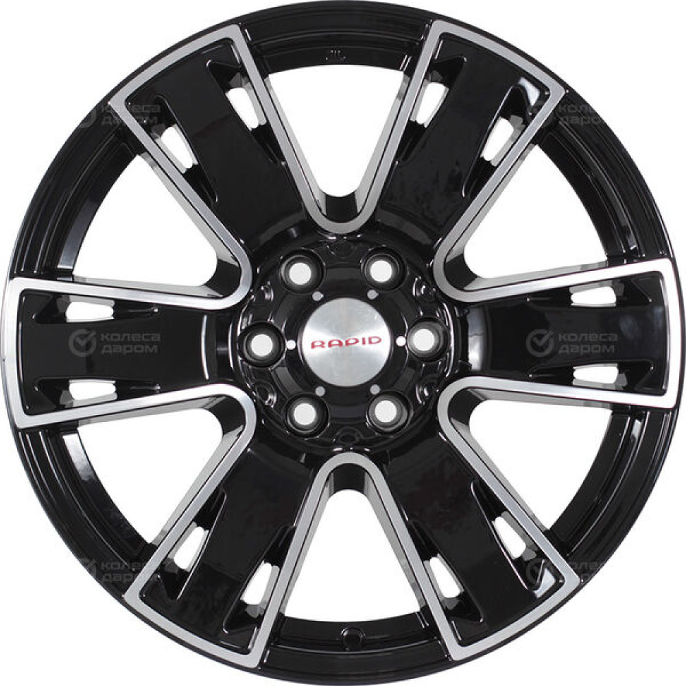 Колесный диск КиК Севенна-оригинал 7xR17 6x139.7 ET38 DIA100.1 черный глянцевый с полированными элементами лицевой поверхности