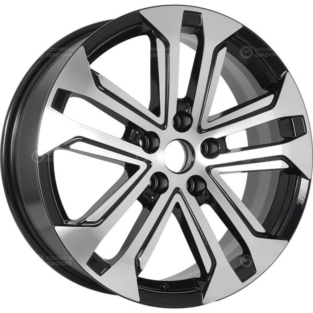 Колесный диск KHOMEN KHW1803 (Chery Tiggo 3) 7xR18 5x108 ET45 DIA60.1 глянцевый черный с полированной лицевой частью
