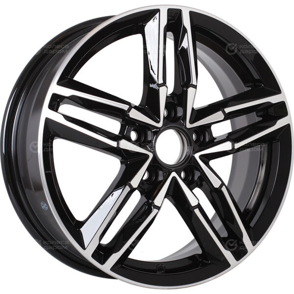 Колесный диск КиК Sayan-оригинал 6xR16 5x105 ET39 DIA56.6 черный глянцевый с полированными элементами лицевой поверхности