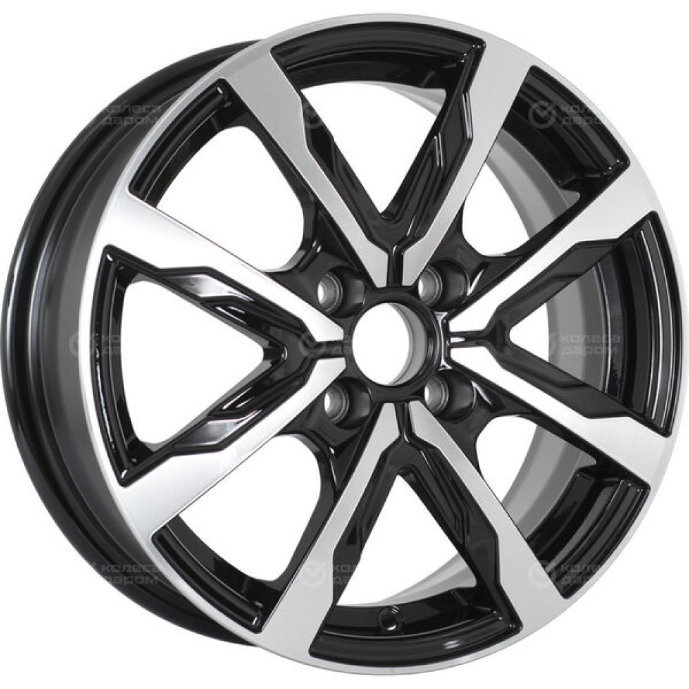 Колесный диск WUP Up122 6xR15 4x100 ET37 DIA60.1 черный глянцевый с полированными элементами лицевой поверхности