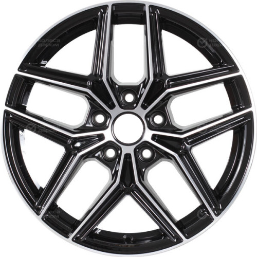 Колесный диск КиК Юнион 7xR17 5x114.3 ET39 DIA60.1 черный глянцевый с полированными элементами лицевой поверхности