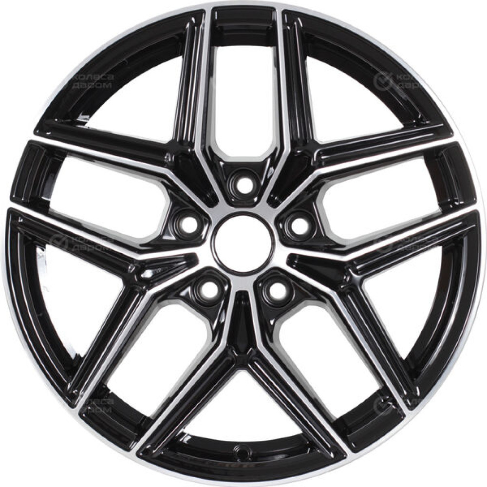 Колесный диск КиК Юнион 7xR17 5x114.3 ET35 DIA60.1 черный глянцевый с полированными элементами лицевой поверхности
