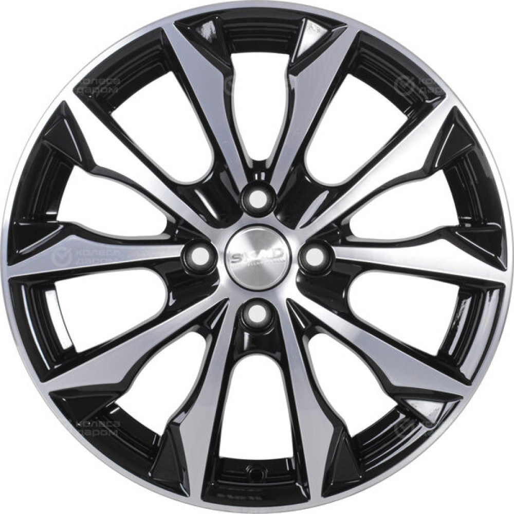 Колесный диск СКАД Нагоя 6xR16 4x100 ET45 DIA60.1 черный глянцевый с полированной лицевой поверхностью