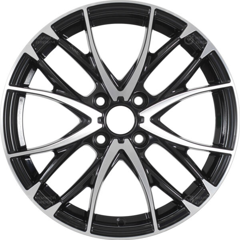 Колесный диск WUP Up111 6xR16 4x100 ET37 DIA60.1 черный глянцевый с полированными элементами лицевой поверхности