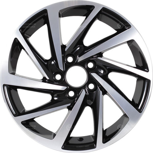 Колесный диск KDW KD1530 6xR15 4x100 ET46 DIA54.1 (уценка) глянцевый черный с полированной лицевой частью