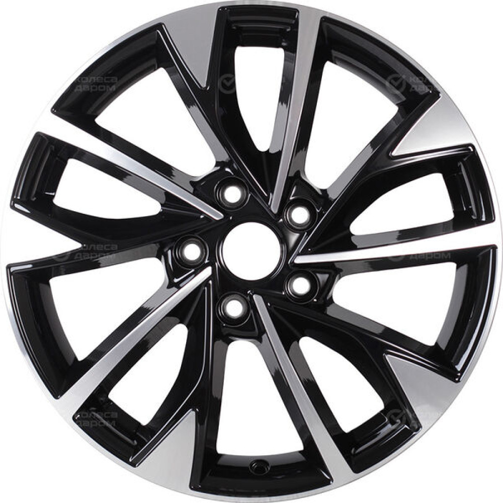Колесный диск КиК Роквуд 7xR17 5x114.3 ET50 DIA67.1 черный глянцевый с полированной лицевой поверхностью