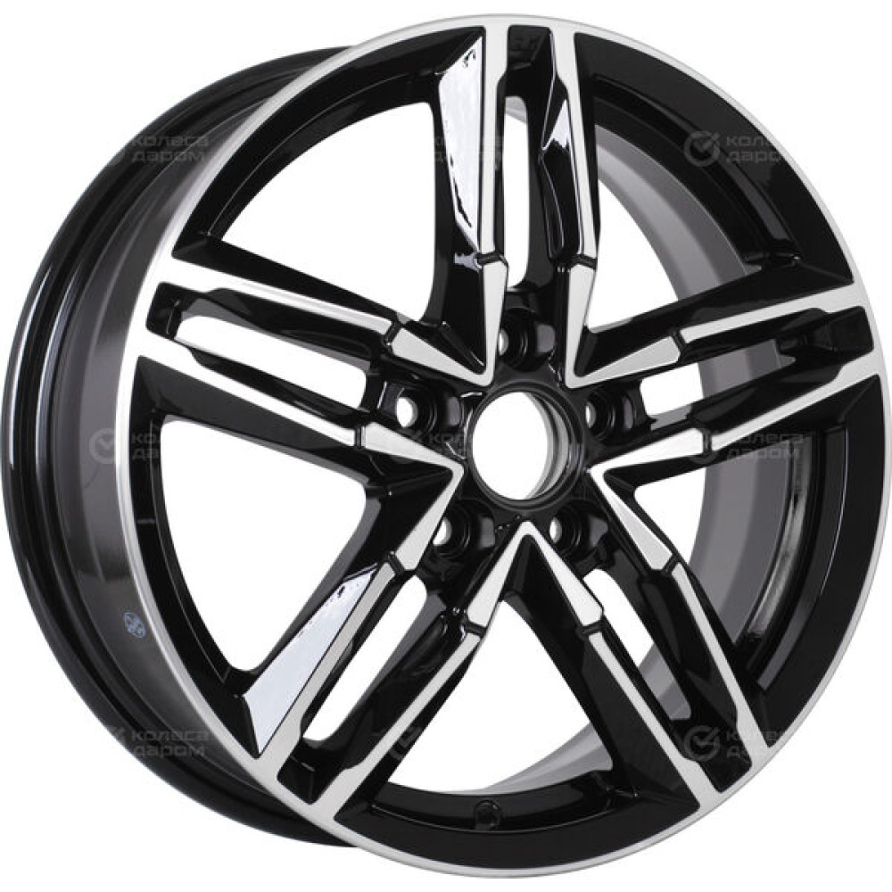 Колесный диск КиК Sayan 6xR16 5x100 ET38 DIA57.1 черный глянцевый с полированными элементами лицевой поверхности