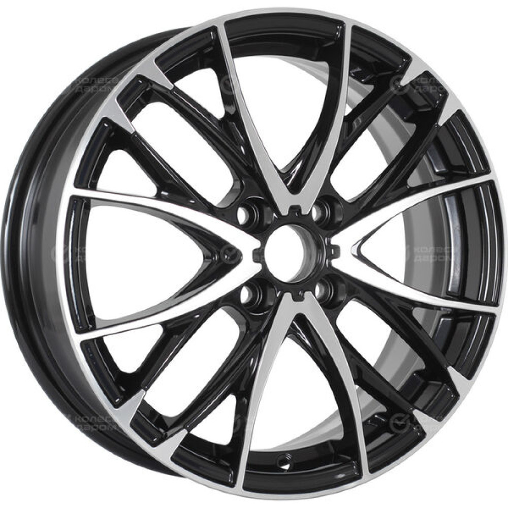 Колесный диск WUP Up111 6xR16 4x100 ET45 DIA60.1 черный глянцевый с полированными элементами лицевой поверхности