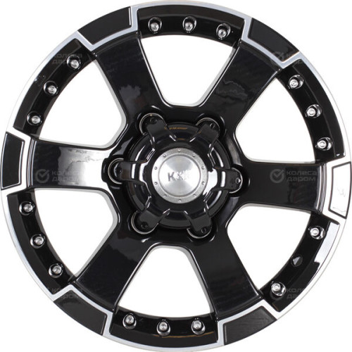Колесный диск КиК M56 7xR16 6x139.7 ET20 DIA110.1 черный глянцевый с полированными элементами лицевой поверхности