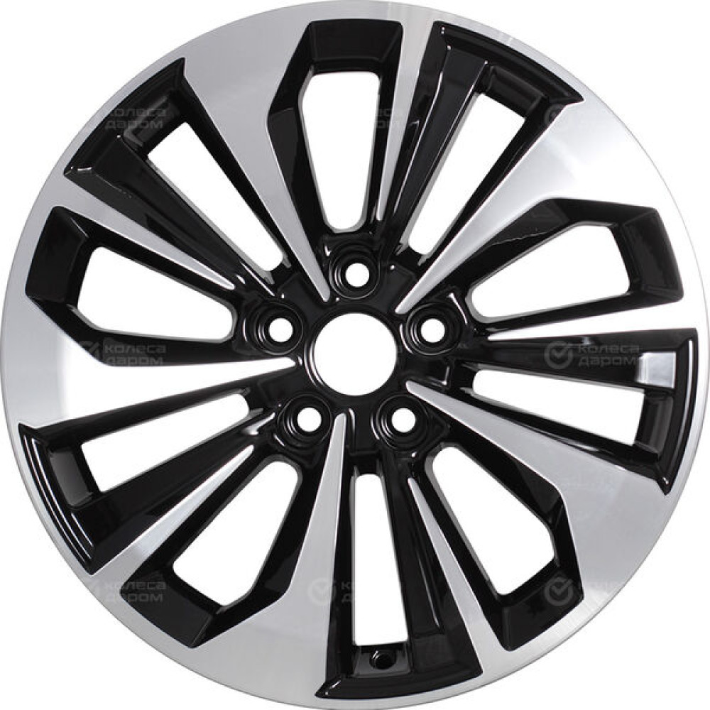 Колесный диск КиК Авиор 7xR17 5x108 ET50 DIA63.35 черный глянцевый с полированными элементами лицевой поверхности