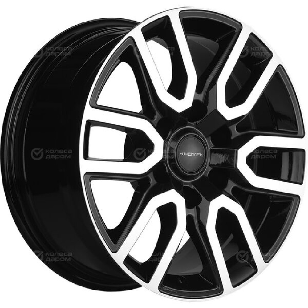 Колесный диск KHOMEN KHW1723 (Haval H9) 8xR17 6x139.7 ET42 DIA75.1 глянцевый черный с полированной лицевой частью
