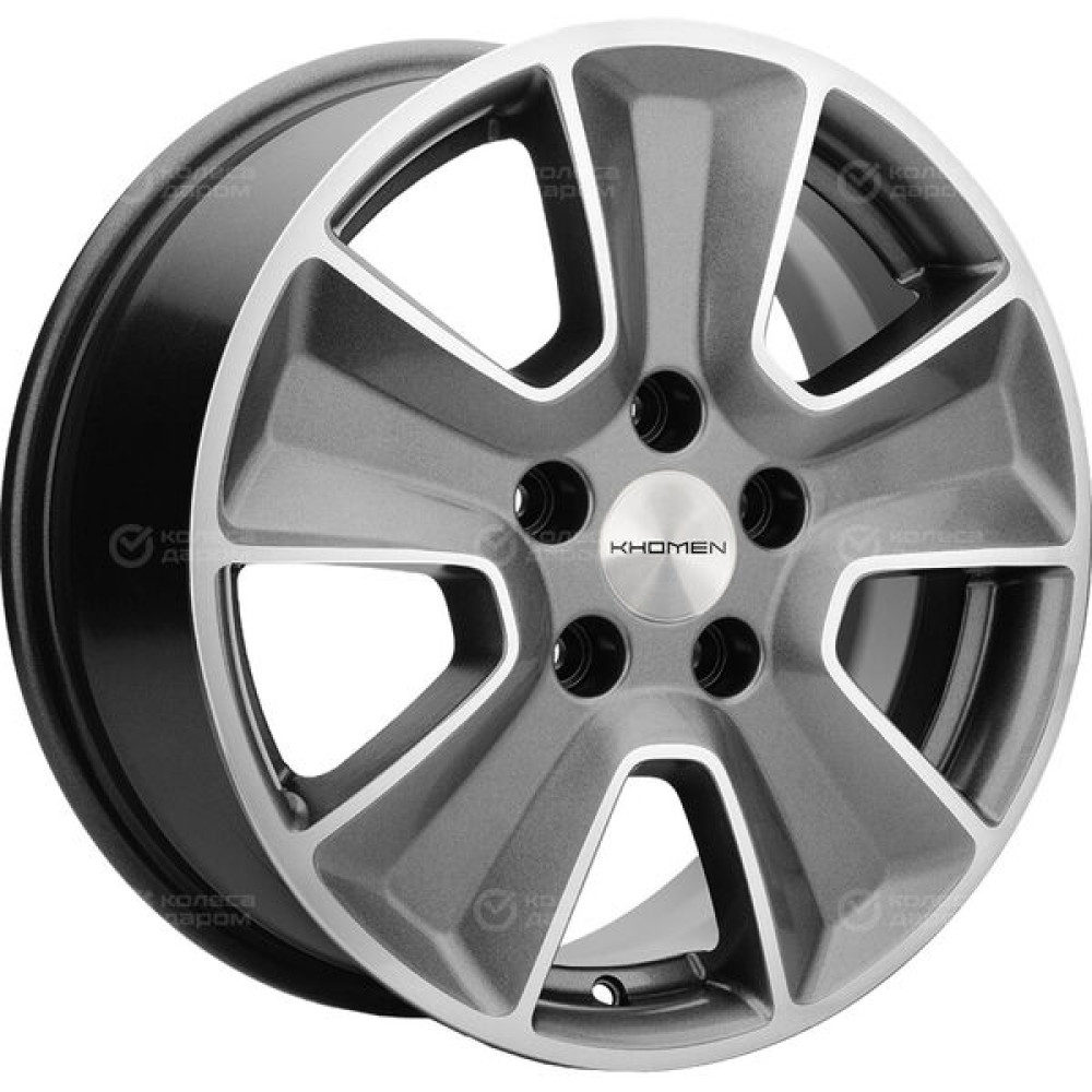 Колесный диск KHOMEN KHW1601 (Huyndai/Kia) 6.5xR16 5x114.3 ET43 DIA67.1 насыщенный темно-серый полностью полированный