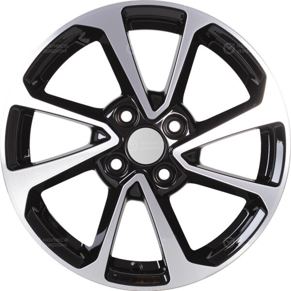 Колесный диск Carwel Ессей 105 6xR15 4x100 ET48 DIA54.1 чёрный глянцевый с полированной лицевой поверхностью