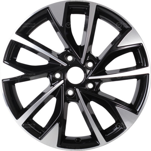 Колесный диск КиК Роквуд 7xR17 5x114.3 ET37 DIA66.6 черный глянцевый с полированными элементами лицевой поверхности