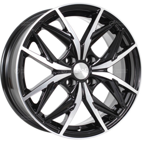 Колесный диск СКАД Асти 6.5xR16 4x100 ET37 DIA60.1 черный глянцевый с полированной лицевой поверхностью