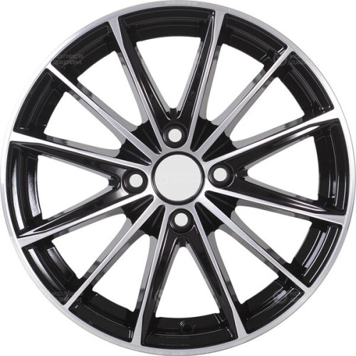 Колесный диск КиК Пойнт Бланк-оригинал 6xR15 4x100 ET48 DIA54.1 черный глянцевый с полированными элементами лицевой поверхности