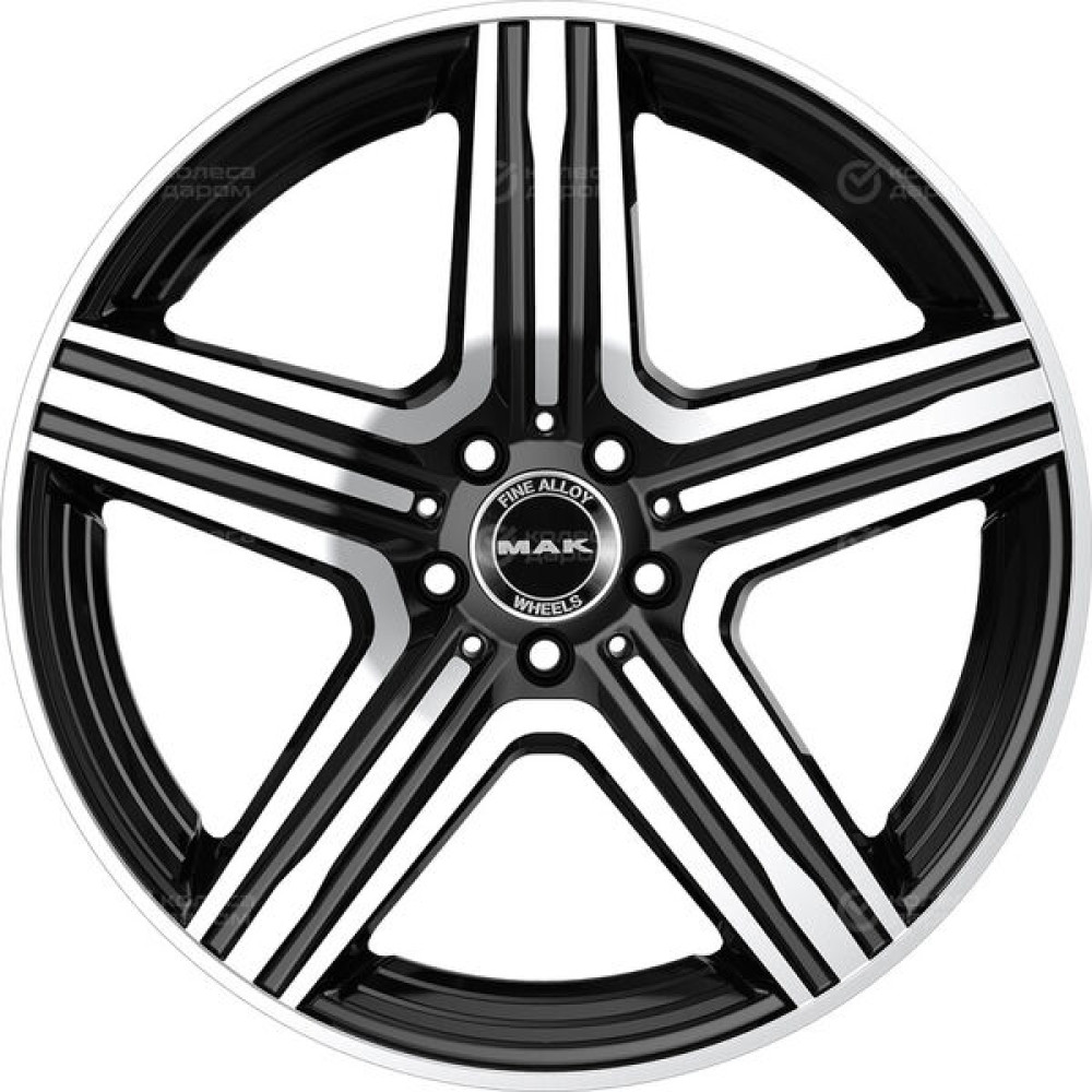 Колесный диск MAK Lewis 8xR19 5x112 ET33 DIA66.6 чёрный глянцевый с полированной лицевой частью