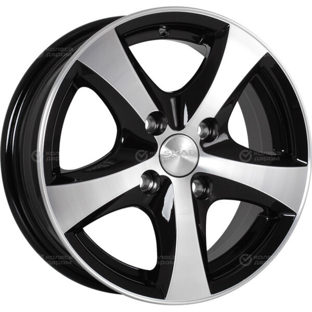 Колесный диск СКАД Уран-2 5.5xR14 5x114.3 ET35 DIA67.1 (уценка) черный глянцевый с полированной лицевой поверхностью