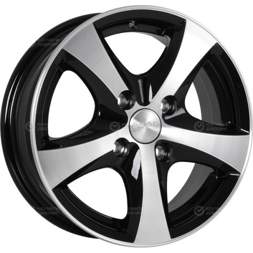 Колесный диск СКАД Уран-2 5.5xR14 5x114.3 ET35 DIA67.1 (уценка) черный глянцевый с полированной лицевой поверхностью