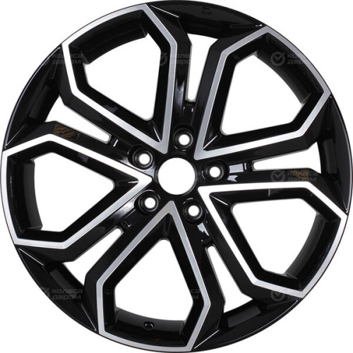 Колесный диск КиК Пандора 8.5xR19 5x114.3 ET45 DIA64.1 черный глянцевый с полированными элементами лицевой поверхности