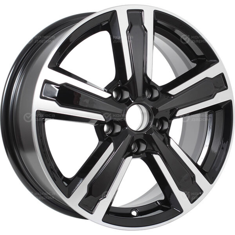 Колесный диск КиК Оклахома 6.5xR16 5x114.3 ET40 DIA66.1 черный глянцевый с полированными элементами лицевой поверхности