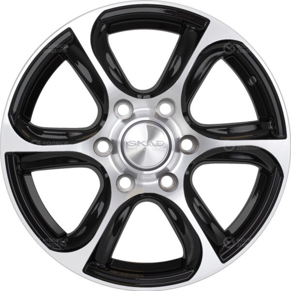 Колесный диск СКАД Скала 7.5xR17 6x139.7 ET30 DIA106.2 черный глянцевый с полированной лицевой поверхностью
