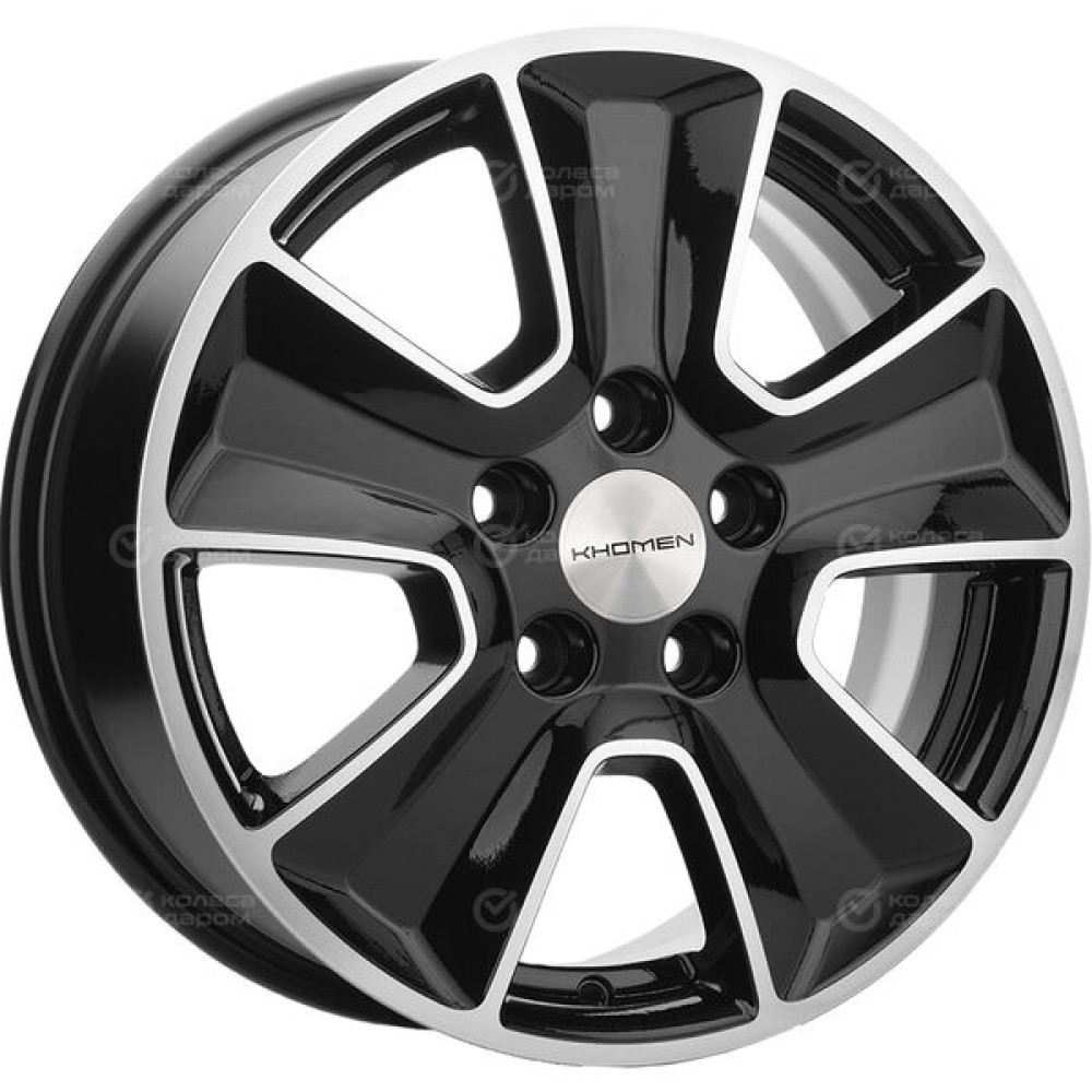 Колесный диск KHOMEN KHW1601 (ZV16_Ceed) 6.5xR16 5x114.3 ET50 DIA67.1 глянцевый черный с полированной лицевой частью