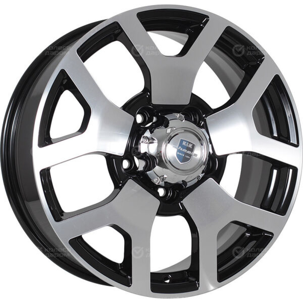 Колесный диск КиК Намиб 7xR18 5x139.7 ET35 DIA108.5 черный глянцевый с полированными элементами лицевой поверхности