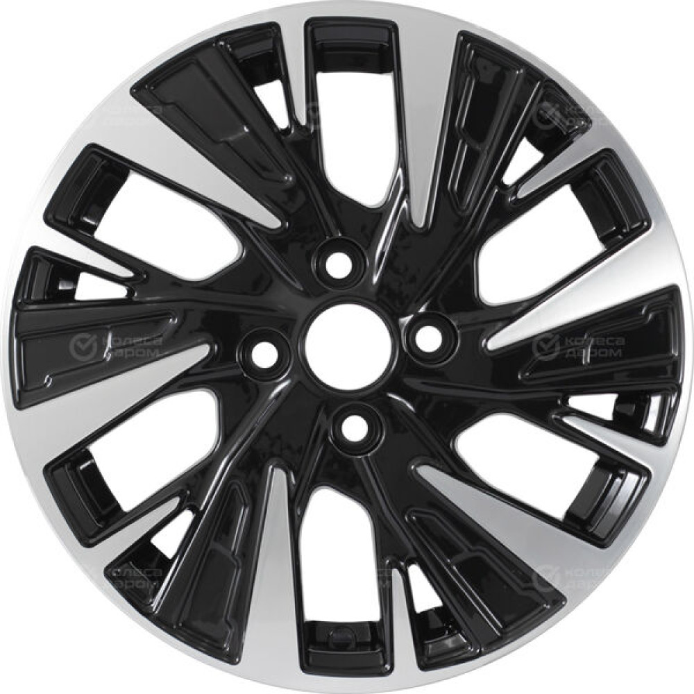 Колесный диск KDW KD1580 6xR15 4x100 ET39 DIA67.1 черный глянцевый с полированными элементами лицевой поверхности