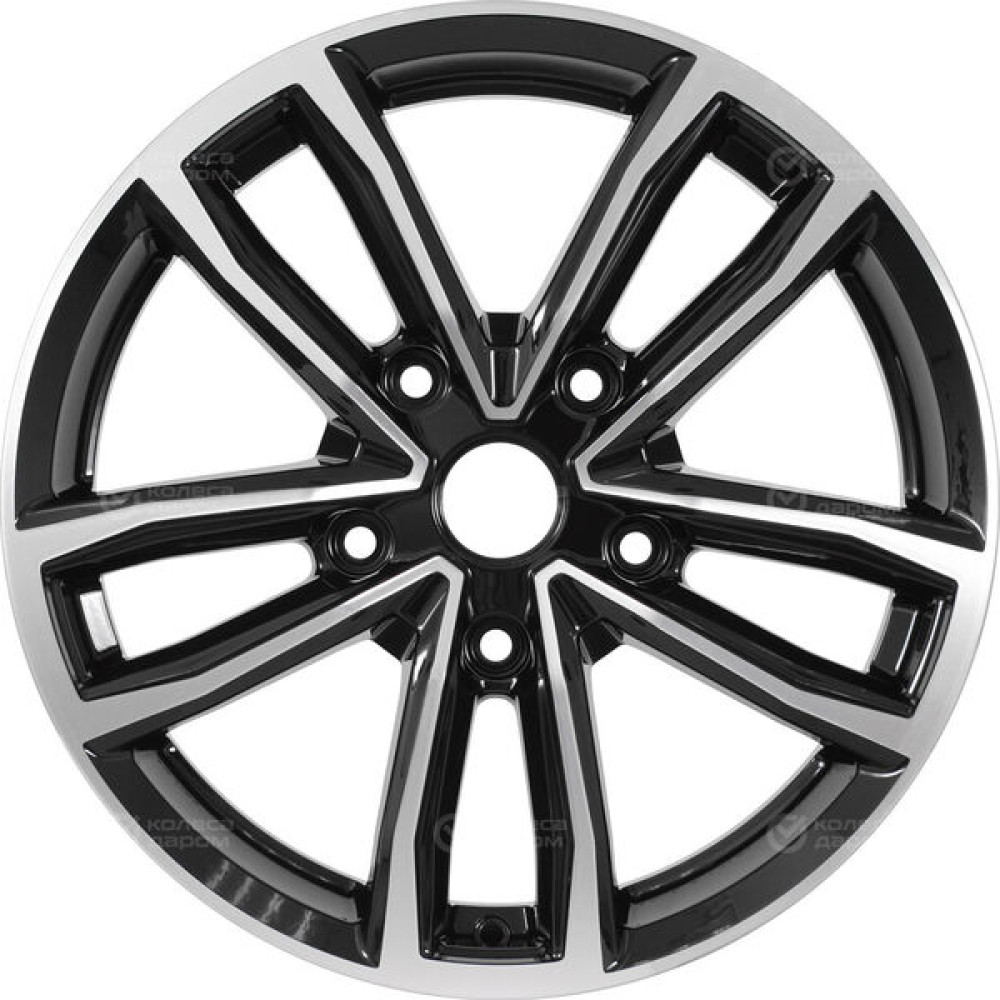 Колесный диск КиК Каланг 6.5xR17 5x114.3 ET45 DIA60.1 (уценка) черный глянцевый с полированными элементами лицевой поверхности