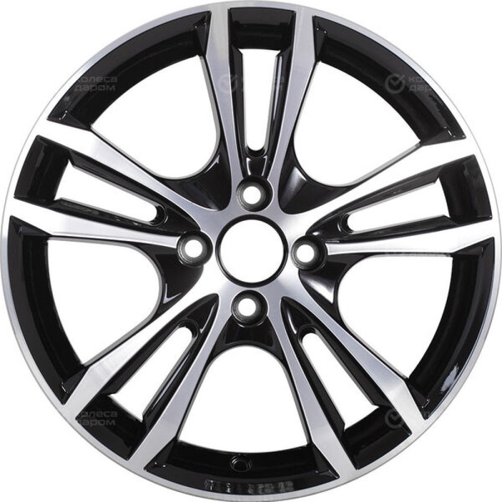Колесный диск КиК Samara 6xR16 4x100 ET45 DIA67.1 черный глянцевый с полированными элементами лицевой поверхности